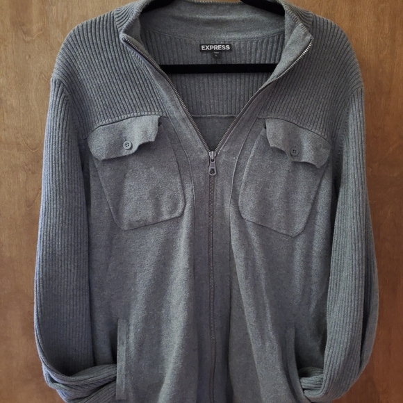 Express Other - Mens Gray Zipper Down Express Sweater